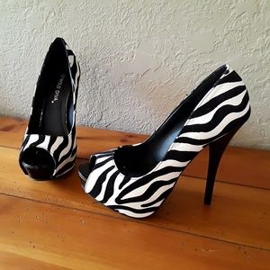 Wild Diva Zebra print heels.